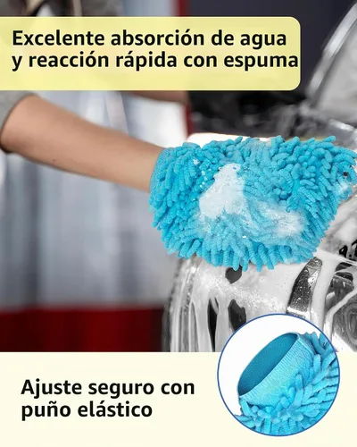 Vista 5 de MR.SIGA Manopla de lavado de coche de microfibra, guante de lavado de chenilla para lavado de autos