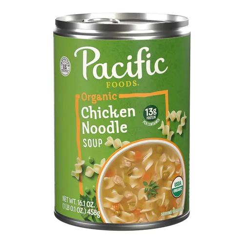 Vista 9 de Pacific Foods Sopa orgánica de pollo con mantequilla con arroz, lata de 16.3 onzas