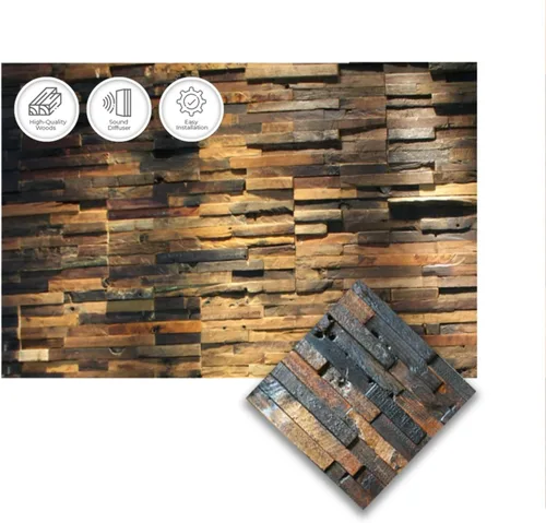 Vista 18 de 1 Panel de arte de pared de madera de Finlandia de alto grado estilo bloque estético Difusor de sonido acústico STC 27 Decoración para el hogar