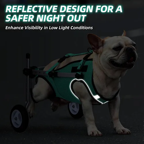 Vista 5 de Nasjac Silla de ruedas para perros para patas traseras - Silla de ruedas portátil ligera con rayas reflectantes, silla de ruedas ajustable