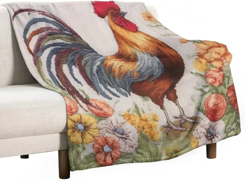 Vista 31 de Manta de gallo con encanto de campo, manta de forro polar de felpa de 30 x 40 pulgadas, manta de franela súper suave para decoración de sofá, cama