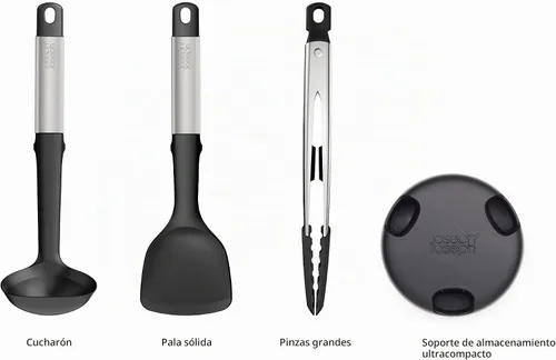 Vista 2 de Joseph Joseph Elevate Fusion - Utensilios de cocina de silicona de 3 piezas, soporte compacto, sin BPA, resistente al calor, juego de utensilios