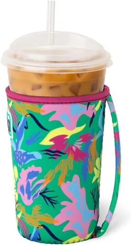Vista 2 de Swig Life Coolie para taza helada, funda aislante estándar de 22 onzas con asa, aislamiento de neopreno que mantiene las bebidas frías en el paraíso