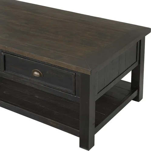 Vista 9 de Martin Svensson Home Monterey - Mesa de centro rústica de madera maciza Negro con tapa marrón