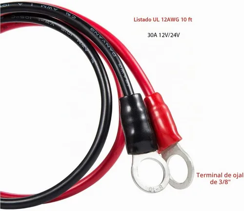Vista 2 de Terminal de ojal de anillo de 3/8 pulgadas a enchufe de encendedor de cigarrillos hembra Cable de refuerzo de batería de servicio pesado Fusible 30A