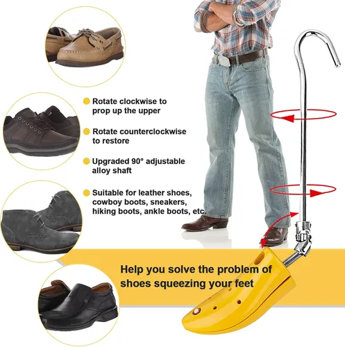 Vista 4 de Camilla de zapatos para hombres, ajustable para botas de árbol de zapatos, expansor para pies anchos, botas de vaquero para hombres zapatillas