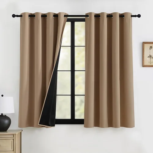 Vista 34 de RYB HOME Cortinas 100% opacas de 63 pulgadas de largo, cortinas de ventana de eficiencia energética y reducción de ruido para dormitorio, sala