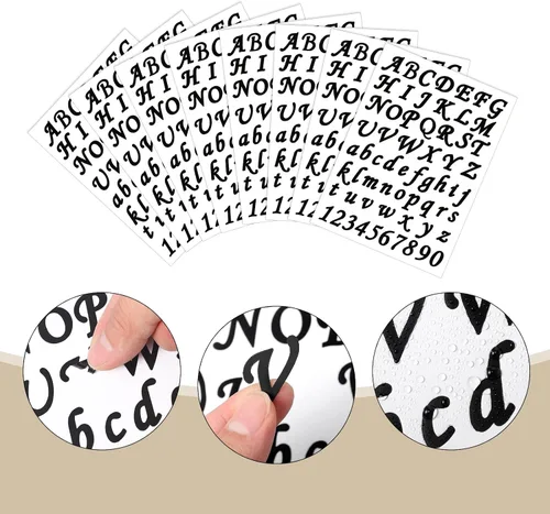 Vista 2 de Spakon 8 hojas de calcomanías de letras de vinilo adhesivas de Navidad, calcomanías de alfabeto autoadhesivas, calcomanías de números para buzón