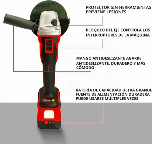 Vista 2 de DOGTOOTH Kit de amoladora angular inalámbrica sin escobillas de 21 V, 4-1/2'' pulgadas, máximo 10000 RPM, compatible con batería Makita de 18 V, 1