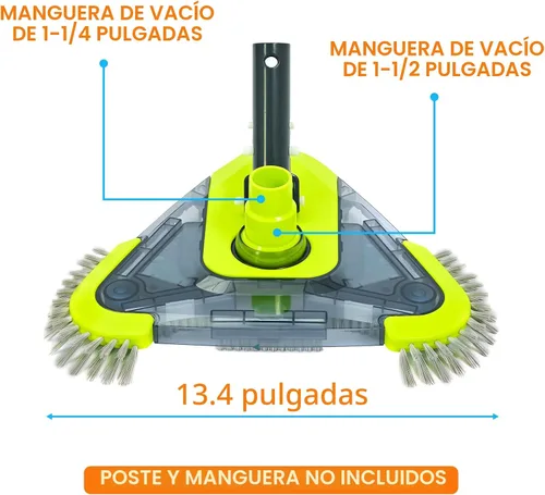 Vista 4 de Sepetrel Cabezal de aspiradora de piscina mejorado con cepillo lateral y adaptador de manguera giratorio universal, forma triangular pesada