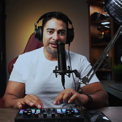 Vista 9 de Paquete de equipos de podcast para 2 con micrófono - Interfaz de audio Equipo de DJ con micrófono para grabación de podcasts Gaming YouTube