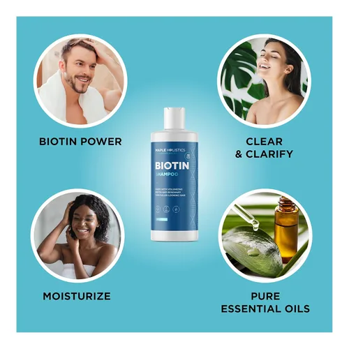 Vista 8 de Biotin Champú y acondicionador para adelgazar el cabello y el volumen, voluminizador de cabello para hombres y mujeres, champú y acondicionador