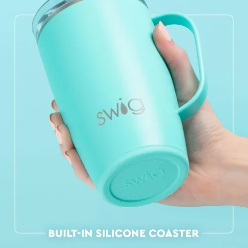 Vista 5 de Swig Life Taza de Viaje de 18 oz, Vaso Aislante con Asa y Tapa, Taza de Café de Viaje, Compatible con Portavasos, Acero Inoxidable, Vaso de 18 oz