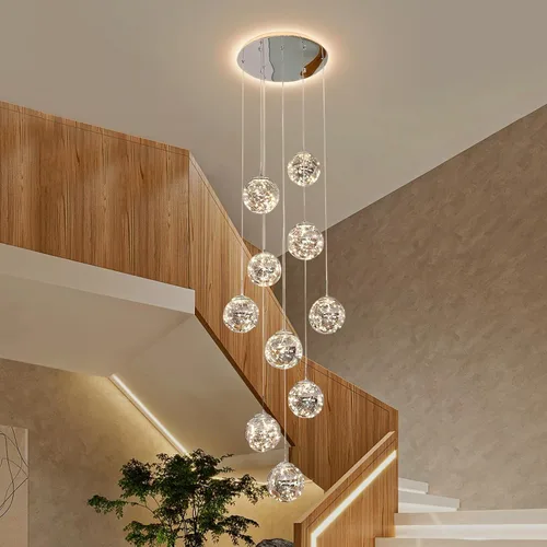 Vista 15 de Lámparas colgantes modernas para isla de cocina, lámpara colgante esférica, pequeño candelabro colgante de cristal para dormitorio, entrada, sala
