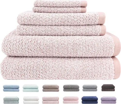 Vista 28 de Everplush Diamond Jacquard - Juego de 6 toallas de baño de lujo, súper suaves, de gran tamaño, altamente absorbentes y de secado rápido para baño