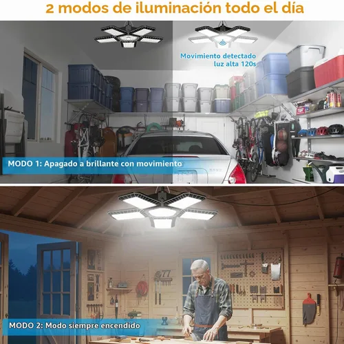 Vista 3 de Luz solar de cobertizo para interiores y exteriores, Aqonsie - Lámpara colgante solar de gran tamaño con sensor de movimiento de 267 LED, funciona
