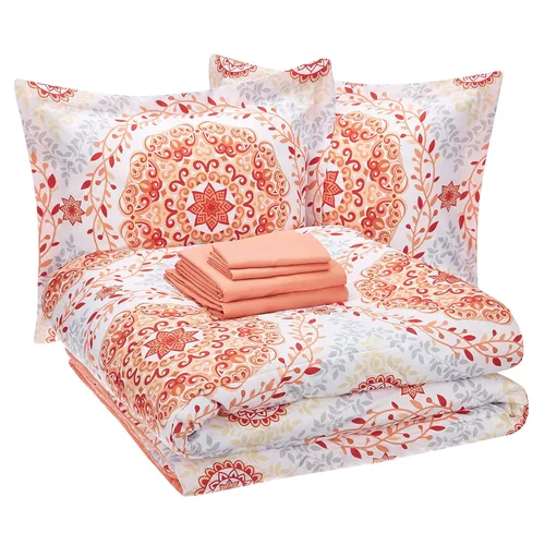 Vista 13 de Amazon Basics - Juego de edredón Twin/Twin XL con sábanas, juego de ropa de cama de 5 piezas, microfibra ligera azul Calvin a rayas, en una bolsa