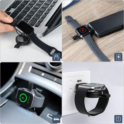 Vista 6 de LVFAN Cargador para Apple Watch, cargador portátil para iWatch, cargador inalámbrico USB de carga rápida, cargador magnético inalámbrico de viaje