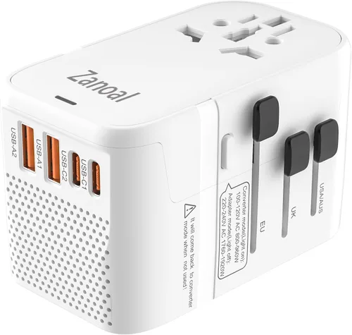 Vista 8 de Adaptador de enchufe de viaje europeo 6 en 1, convertidor de voltaje de 220 V a 110 V, adaptador de viaje de EE. UU. a Europa, adaptador