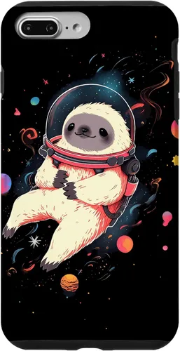Vista 12 de Sloth Floating in Space Planets Stars Sloth Lover Case for iPhone 16