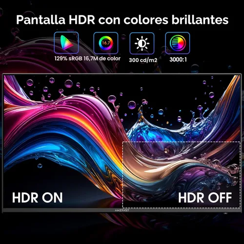 Vista 7 de Amzfast - Monitor de juegos de 24 pulgadas 180Hz 200Hz FHD 1080p, monitor de computadora, sincronización adaptativa de 1 ms, 3000:1, pantalla HDR