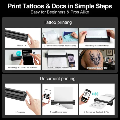 Vista 7 de Tattoo Stencil Printer Wireless Thermal Tattoo Machine Kit