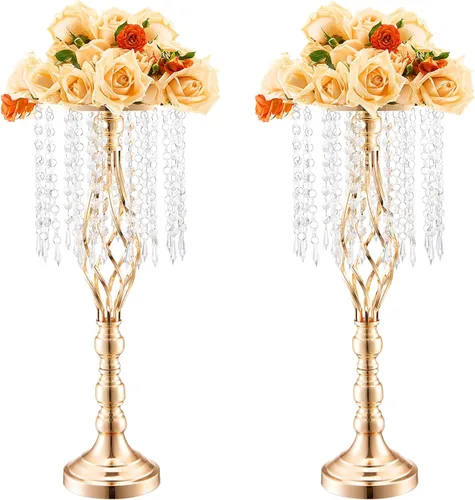 Vista 16 de VEVOR Centro de Mesa de Boda de Metal Dorado, Candelabro, 20 Piezas 58cm/22.83