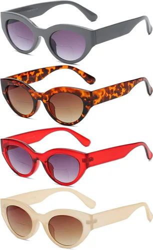 Vista 4 de Bevi Gafas de sol clásicas de lectura completa Cateye para mujer con lentes flexibles y fuertes para mujer