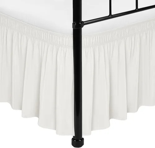 Vista 22 de Biscaynebay Faldas de cama envolventes con esquinas divididas para camas Twin/Twin XL de 15 pulgadas de caída, volantes de polvo elásticos Negro