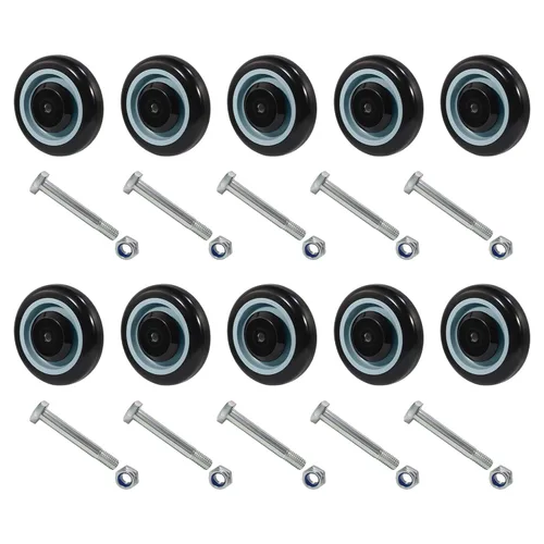 Vista 24 de Kit de Reemplazo de Rueda de Carrito de Compras de 5", Juego de 4 Ruedas Giratorias de Poliuretano, Ruedas con Eje de 3/8" de Diámetro