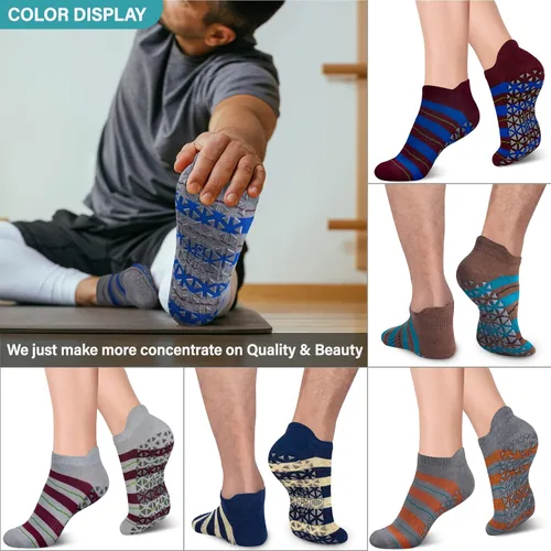 Vista 5 de Calcetines de yoga antideslizantes con agarres para pilates, ballet, barras, descalzos, calcetines antideslizantes para hospitales para mujeres