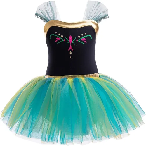 Vista 27 de Leotardos de princesa para niñas con falda de ballet y tutú para Halloween, Navidad, fiesta de cumpleaños, vestido elegante