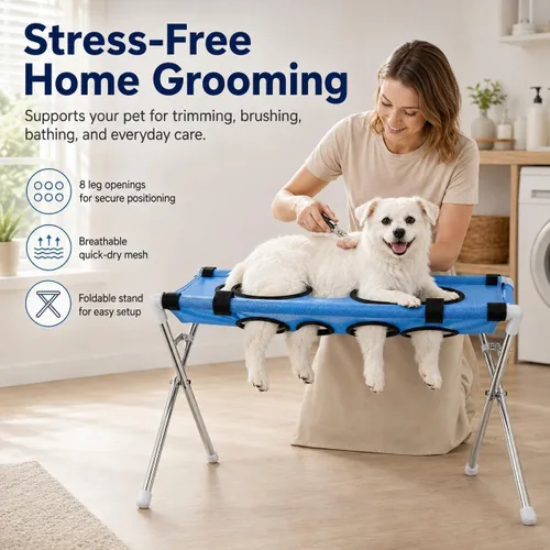 Vista 3 de Hamaca de aseo para perros con soporte para mascotas pequeñas para bañarse y recortar uñas (negro)