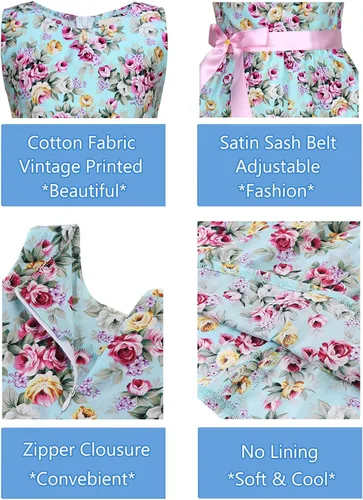 Vista 4 de Vestido de verano para niña, de algodón, con diseño floral