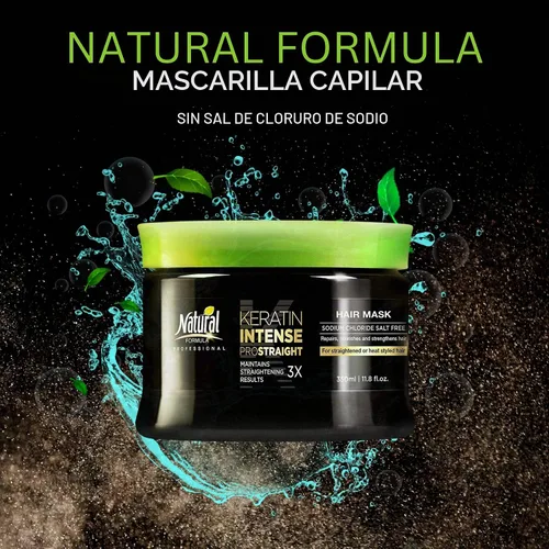 Vista 2 de Natural Formula Mascarilla capilar de queratina - Reparación intensa, mascarilla capilar para cabello encrespado - 11.8 fl oz