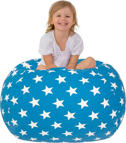 Vista 13 de Aubliss - Silla de almacenamiento para peluches en forma de puf (Estrella Aqua, Mediana (32"))