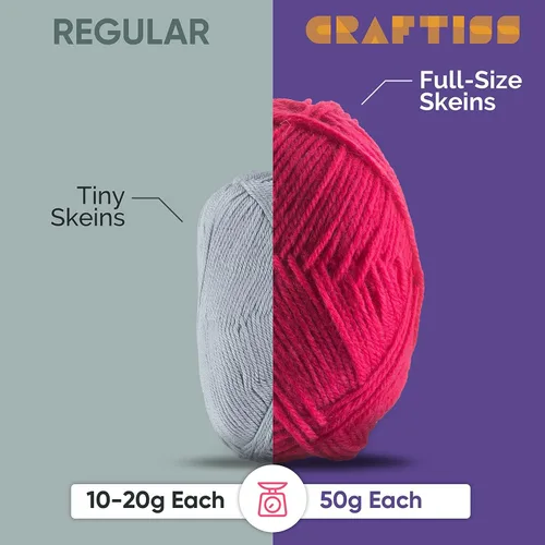 Vista 2 de CRAFTISS Mini madejas de hilo acrílico de 12 x 1.76 oz, 1300 yardas de hilo suave para proyectos de manualidades de ganchillo y tejer, surtido