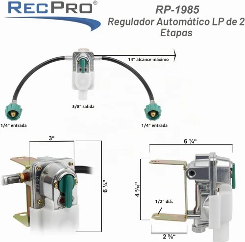 Vista 5 de RecPro Regulador de propano de cambio automático de 2 etapas RV