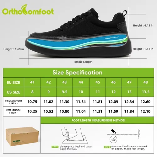 Vista 6 de OrthoComfoot Zapatillas ortopédicas de moda para hombre para fascitis plantar zapatos de caminar acolchados de apoyo casual para la diabetes