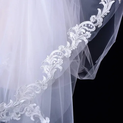 Vista 7 de velo de novia de tul suave con longitud catedral para mujer 1 nivel con peine 350cm