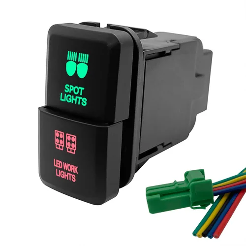 Vista 12 de Compresor de aire y Interruptor de botón doble de bloqueo de diferencial trasero para Toyota Tacoma Prado Fortuner Hilux 39mm X 21mm