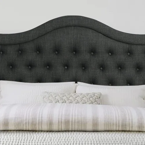 Vista 4 de Rosevera Turin Linen - Cama tapizada con paneles con cabecero ajustable con botones para dormitorio, tamaño Queen, carbono