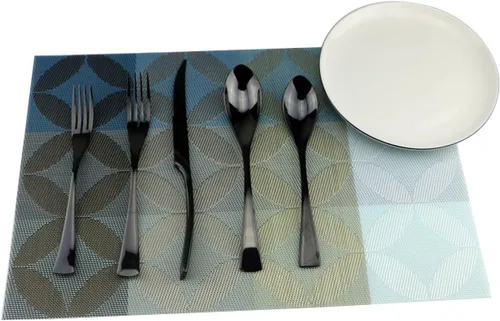 Vista 2 de Juego de cubiertos de acero inoxidable 18/10, cubiertos de cocina, juego de utensilios de cocina, cuchillo para carne, negro pulido espejo, juego