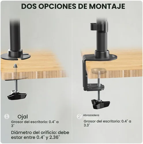 Vista 7 de Montaje vertical para escritorio de computadora VIVO, para 2 pantallas de hasta 27" (STAND-V002R)
