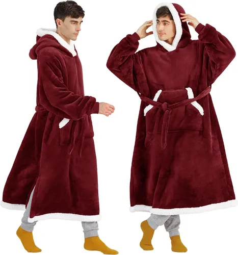 Vista 27 de Bedsure Manta Vestible con Capucha para Mujer - Manta Larga de Forro Polar Sherpa con Capucha para Adultos, Mujeres y Hombres, Cálida y Acogedora