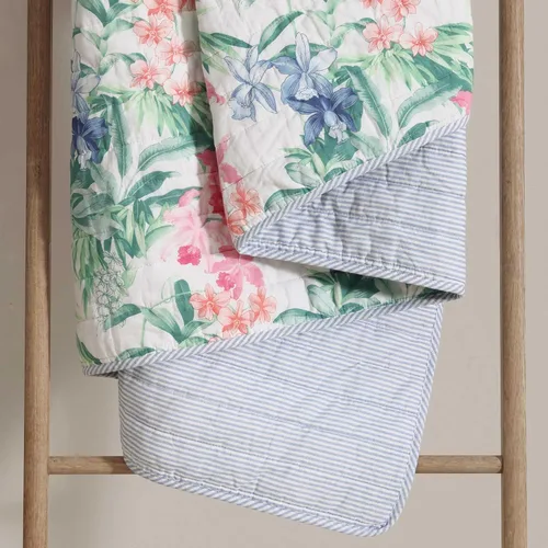 Vista 8 de Tommy Bahama - Juego de edredón tamaño Queen, ropa de cama reversible de algodón costero con fundas a juego, juego de ropa de cama botánica colorido