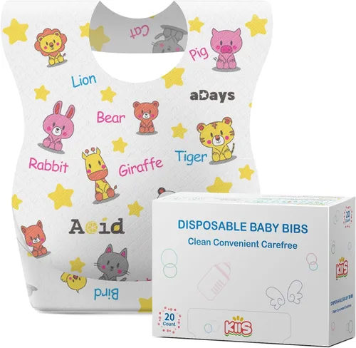 Vista 14 de KIIS Baberos desechables para bebés, niños y niñas, empaquetados individualmente, higiénicos, suaves y a prueba de fugas (20 unidades/60 piezas)