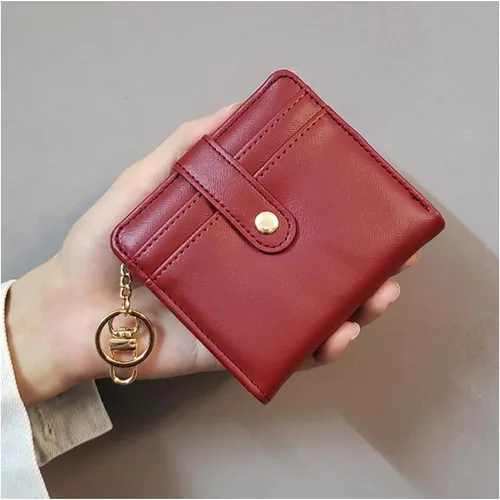 Vista 8 de Cartera pequeña para mujer, con bloqueo RFID, de cuero, plegable, compacta, tarjetero para mujer, con bolsillo con cremallera y ventana de Negro
