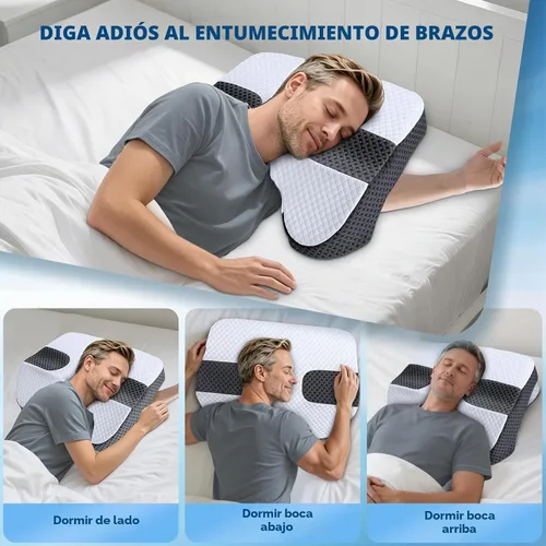 Vista 6 de Almohada para dormir lateral con orificios para los brazos, sistema de Blanco
