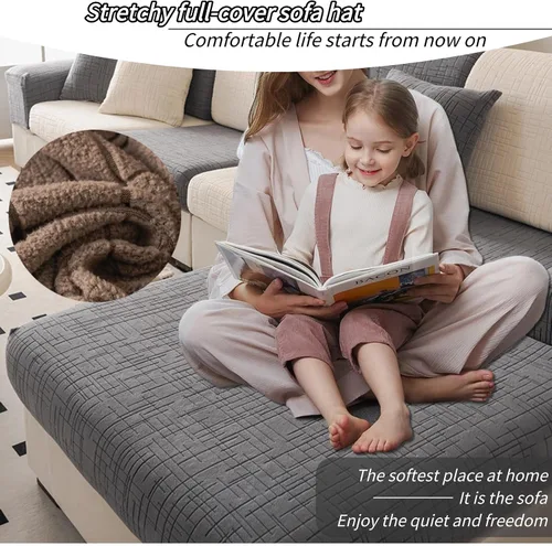 Vista 4 de Fundas de Cojines para Sofá Seccional, fundas de sofá de tela jacquard elástica gruesa y lavable para sofá seccional, fundas de sofá antideslizantes